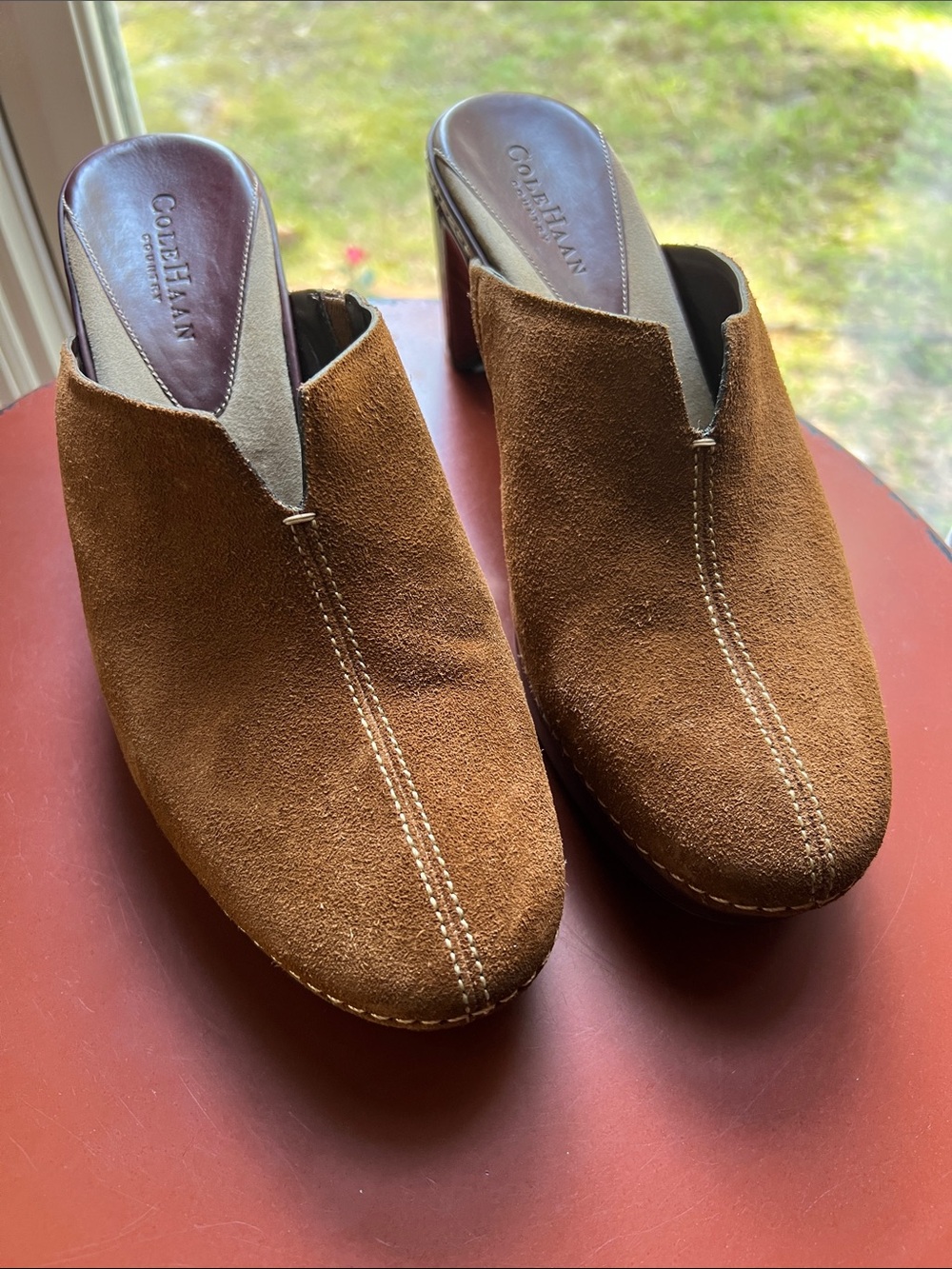 Cole Haan Chestnut Suede Slip-On Mule Heels